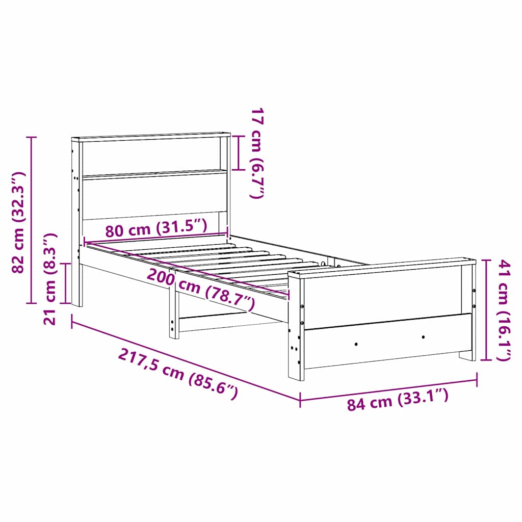 vidaXL Ramka łóżka Woskowy Brąz 80 x 200 cm Materiał drewnopochodny