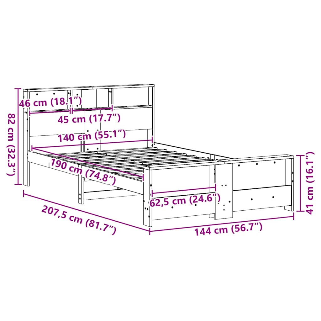 vidaXL Ramka łóżka Biały 140 x 190 cm Materiał drewnopochodny