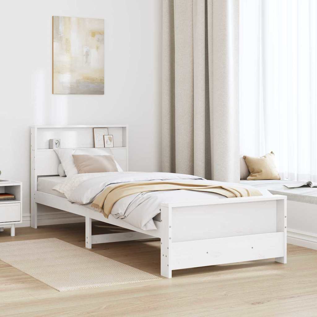 vidaXL Ramka łóżka Biały 90 x 190 cm Materiał drewnopochodny