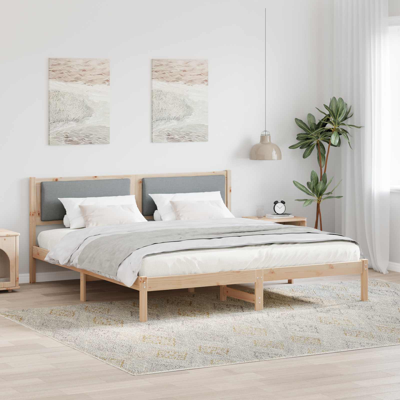 vidaXL Ramka łóżka Jasnoszary 180 x 200 cm Lite drewno sosnowe