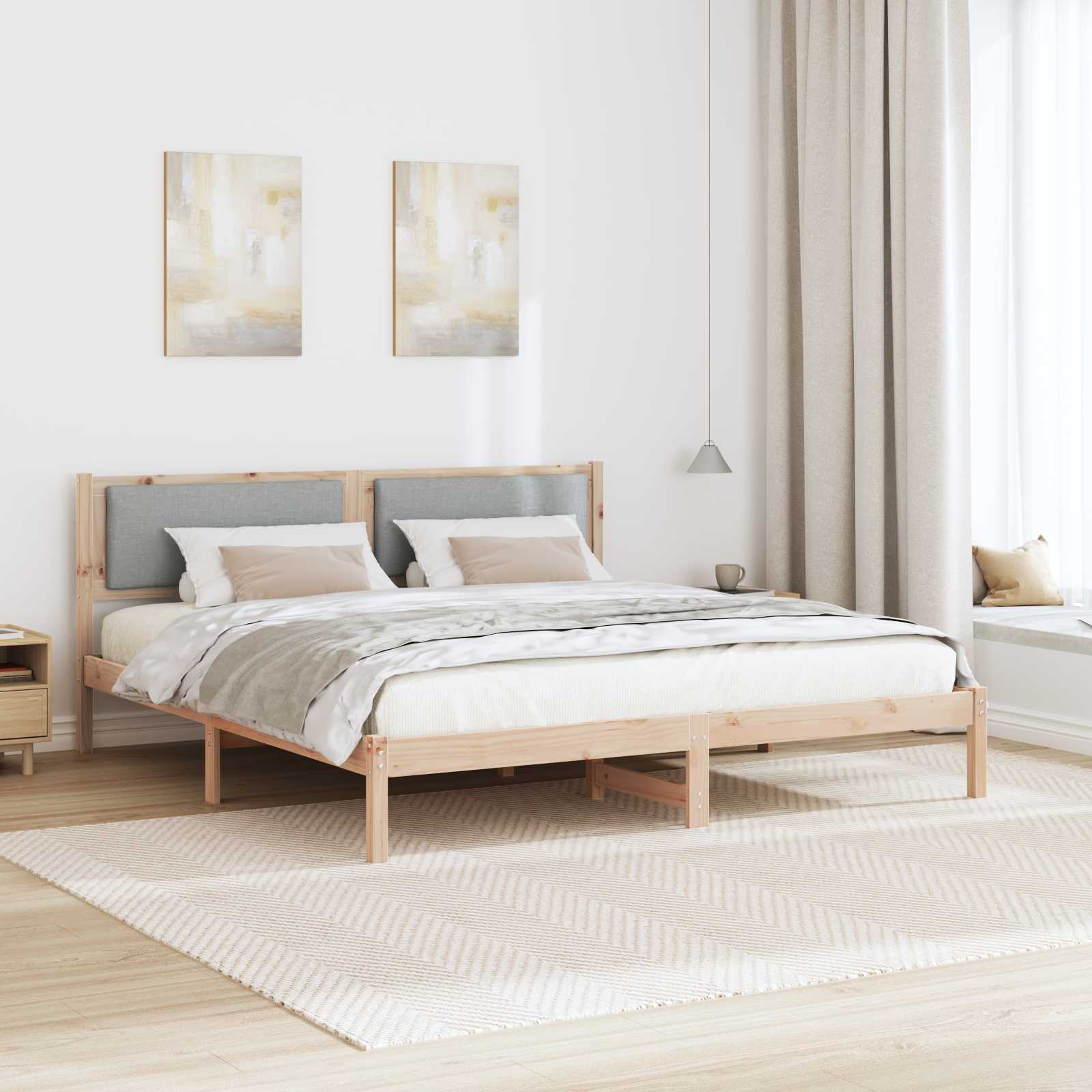 vidaXL Ramka łóżka Jasnoszary 180 x 200 cm Lite drewno sosnowe