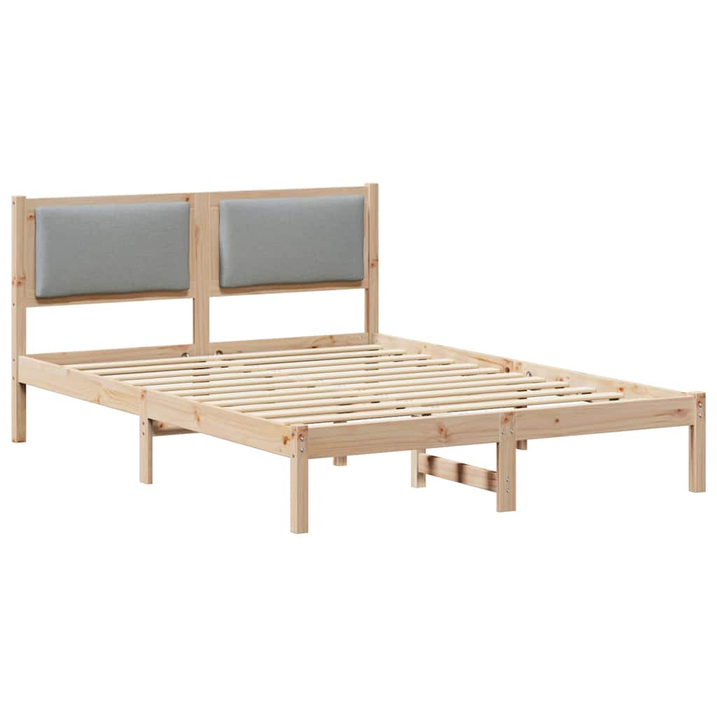 vidaXL Ramka łóżka Jasnoszary 140 x 200 cm Lite drewno sosnowe