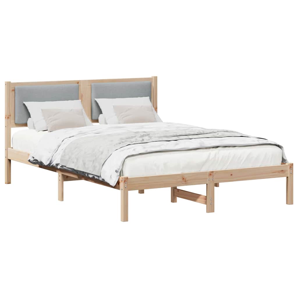 vidaXL Ramka łóżka Jasnoszary 140 x 200 cm Lite drewno sosnowe