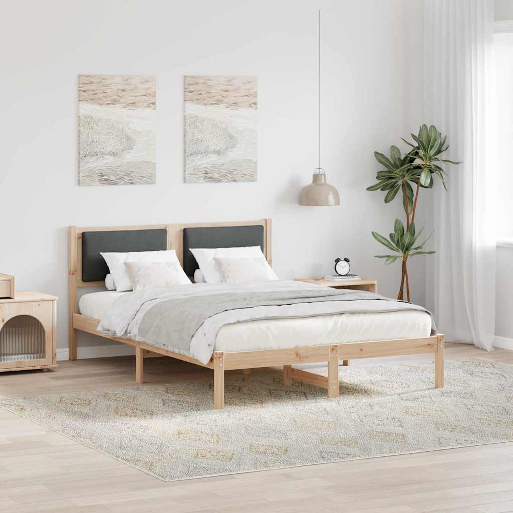 vidaXL Ramka łóżka Ciemnoszary 140 x 200 cm Lite drewno sosnowe