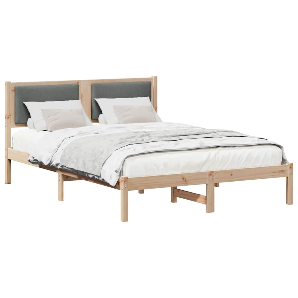 vidaXL Ramka łóżka Ciemnoszary 140 x 200 cm Lite drewno sosnowe