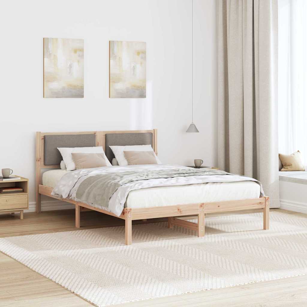 vidaXL Ramka łóżka Ciemnoszary 140 x 200 cm Lite drewno sosnowe