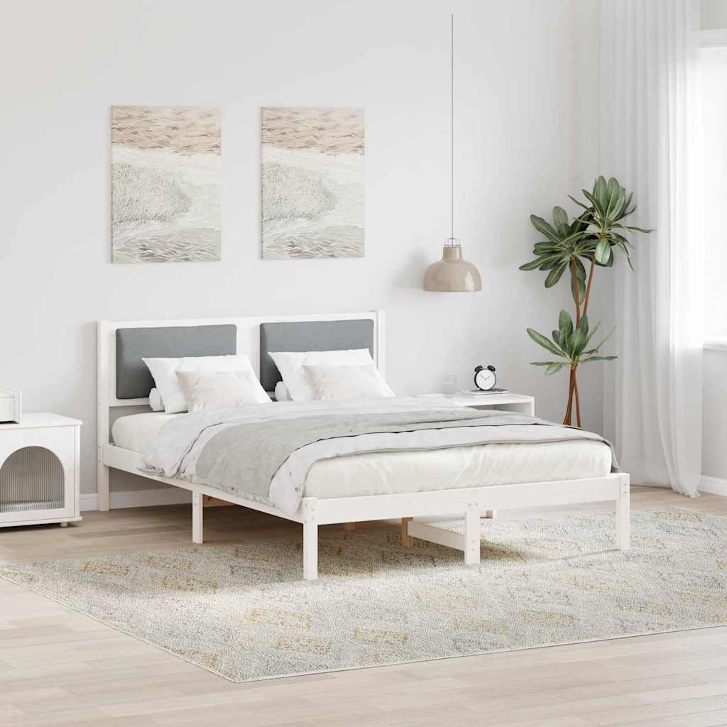 vidaXL Ramka łóżka Jasnoszary 140 x 190 cm Lite drewno sosnowe
