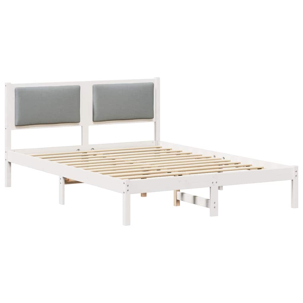 vidaXL Ramka łóżka Jasnoszary 140 x 190 cm Lite drewno sosnowe
