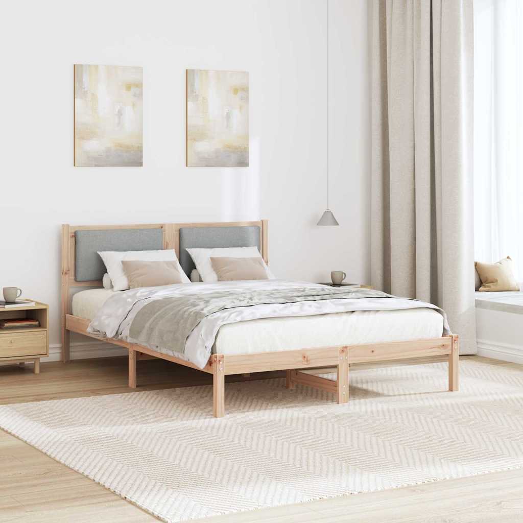 vidaXL Ramka łóżka Jasnoszary 135 x 190 cm Lite drewno sosnowe