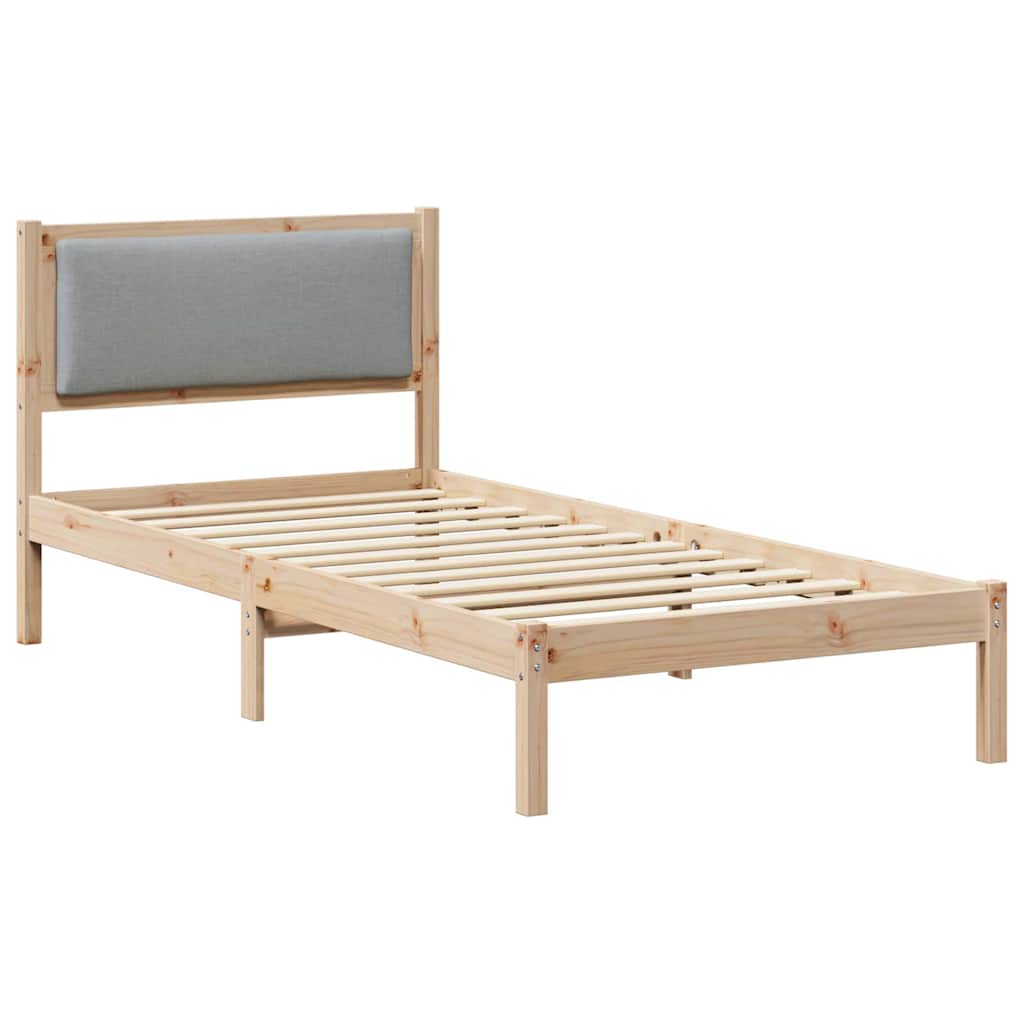 vidaXL Ramka łóżka Jasnoszary 100 x 200 cm Lite drewno sosnowe
