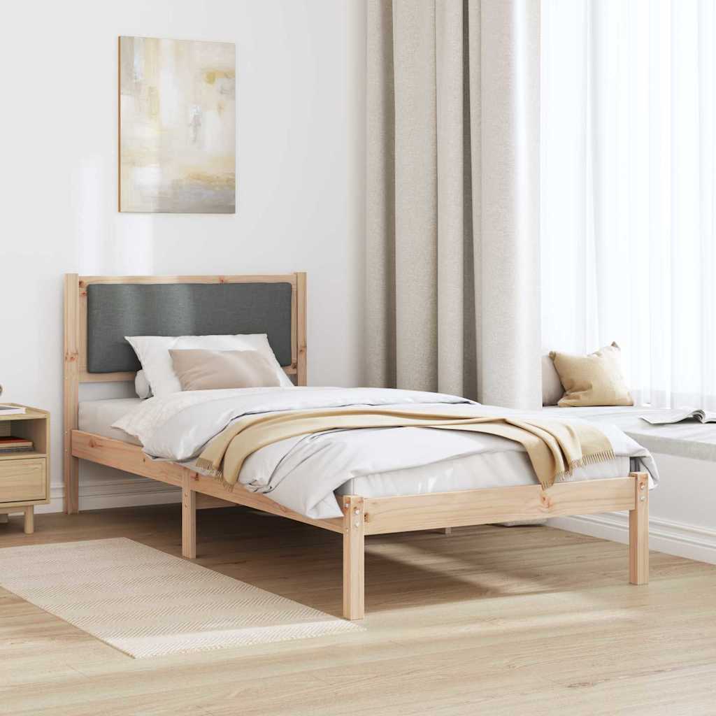vidaXL Ramka łóżka Ciemnoszary 100 x 200 cm Lite drewno sosnowe