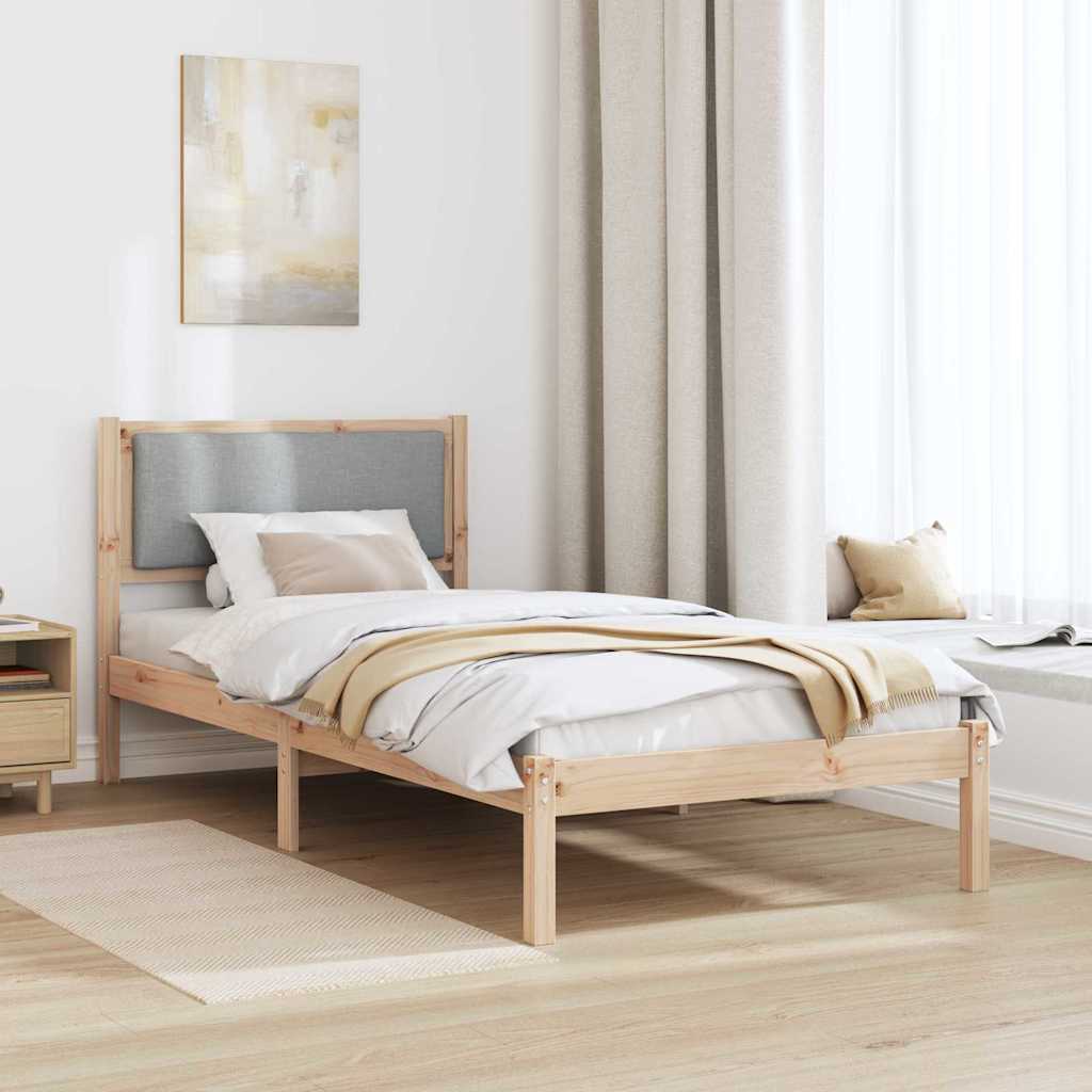 vidaXL Ramka łóżka Jasnoszary 90 x 200 cm Lite drewno sosnowe