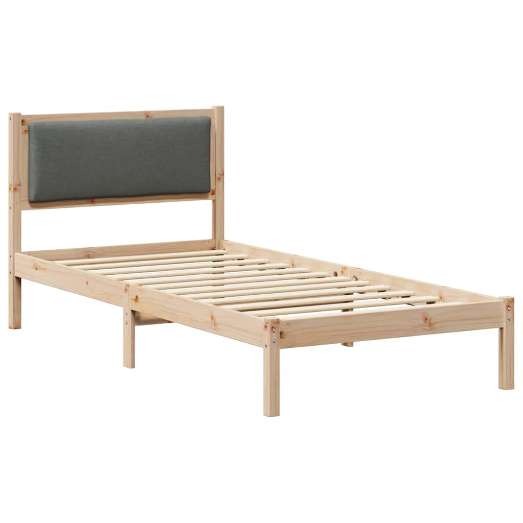 vidaXL Ramka łóżka Ciemnoszary 90 x 200 cm Lite drewno sosnowe