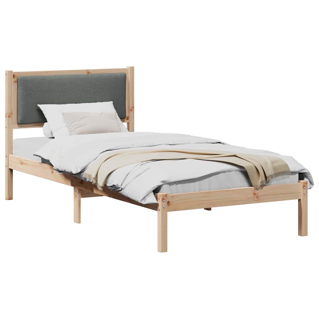 vidaXL Ramka łóżka Ciemnoszary 90 x 200 cm Lite drewno sosnowe