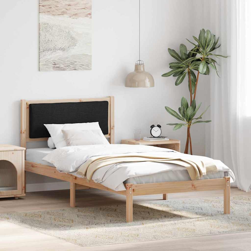 vidaXL Ramka łóżka Z zagłówkiem Czarny 90 x 200 cm Lite drewno sosnowe