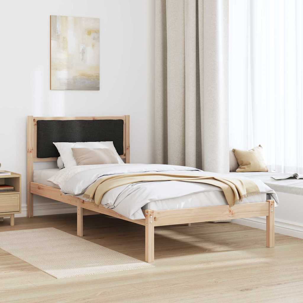 vidaXL Ramka łóżka Z zagłówkiem Czarny 90 x 200 cm Lite drewno sosnowe