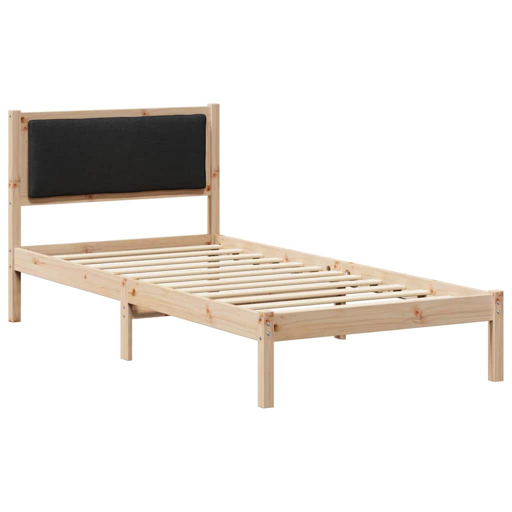 vidaXL Ramka łóżka Z zagłówkiem Czarny 90 x 200 cm Lite drewno sosnowe