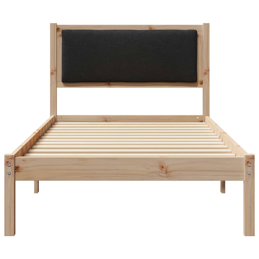 vidaXL Ramka łóżka Z zagłówkiem Czarny 90 x 200 cm Lite drewno sosnowe