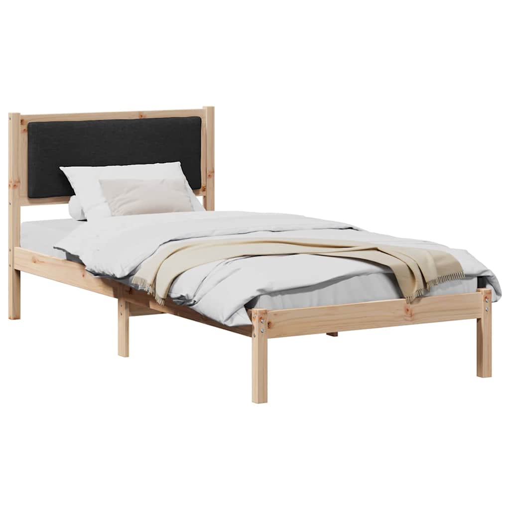 vidaXL Ramka łóżka Z zagłówkiem Czarny 90 x 200 cm Lite drewno sosnowe