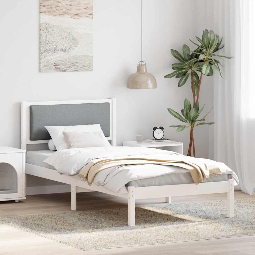 vidaXL Ramka łóżka Jasnoszary 90 x 200 cm Lite drewno sosnowe