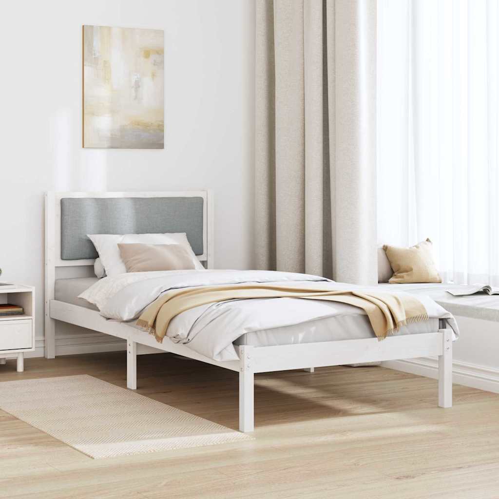 vidaXL Ramka łóżka Jasnoszary 90 x 200 cm Lite drewno sosnowe
