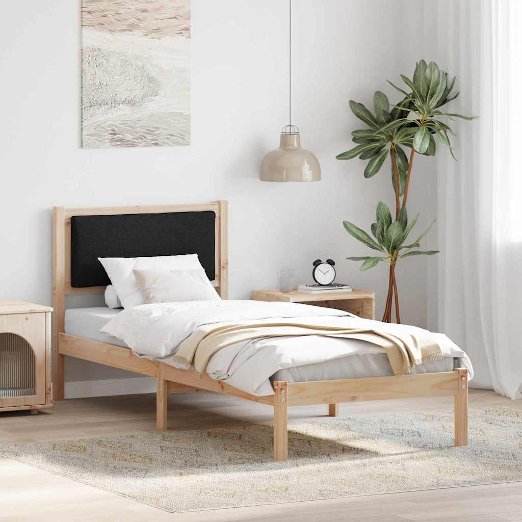 vidaXL Ramka łóżka Z zagłówkiem Czarny 80 x 200 cm Lite drewno sosnowe