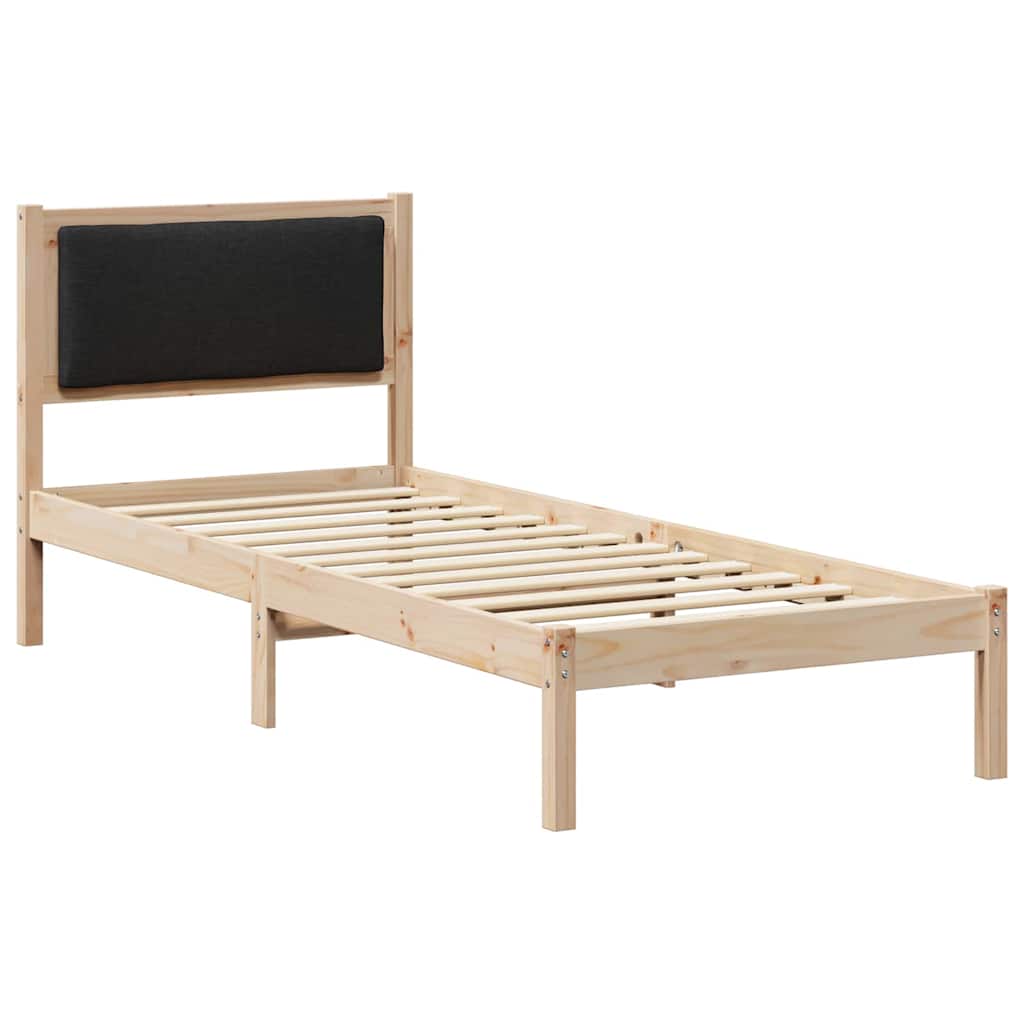 vidaXL Ramka łóżka Z zagłówkiem Czarny 80 x 200 cm Lite drewno sosnowe