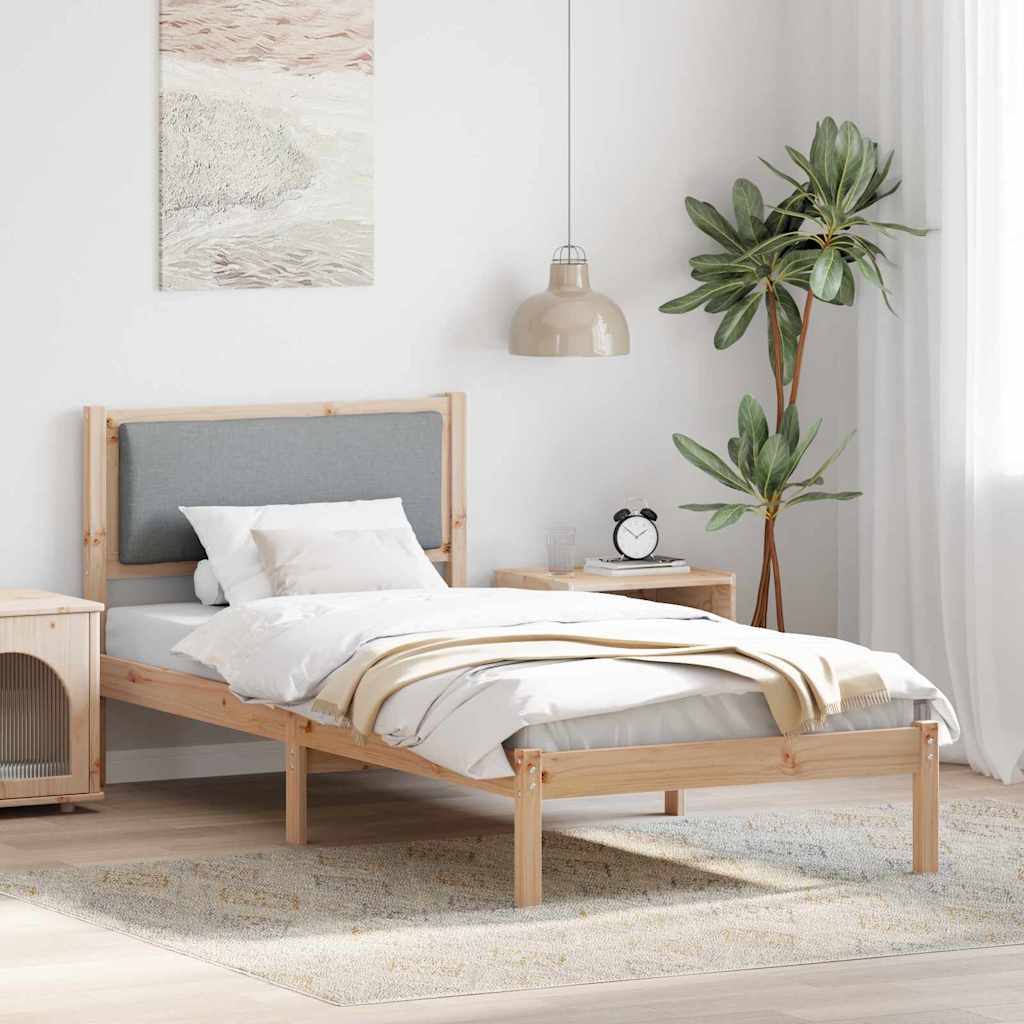 vidaXL Ramka łóżka Jasnoszary 90 x 190 cm Lite drewno sosnowe