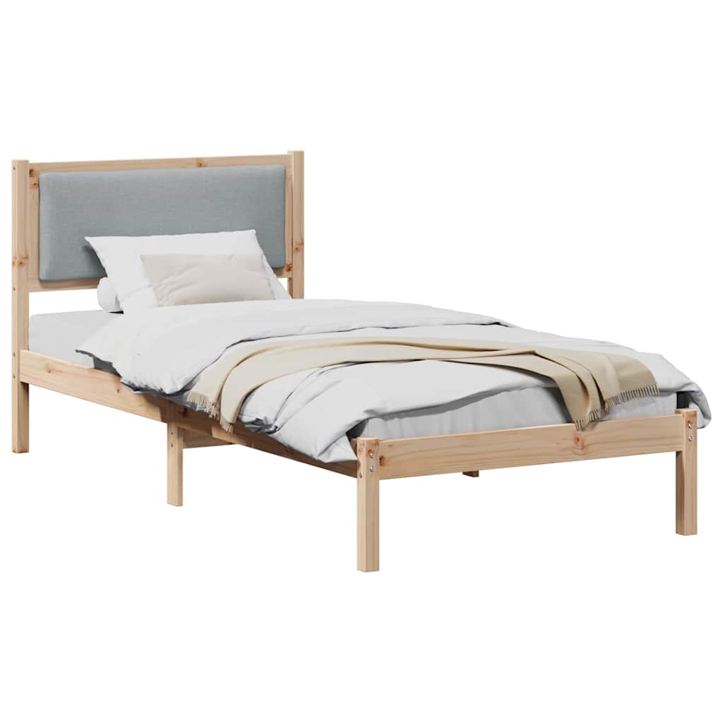 vidaXL Ramka łóżka Jasnoszary 90 x 190 cm Lite drewno sosnowe