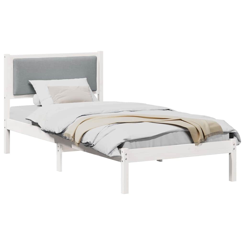 vidaXL Ramka łóżka Jasnoszary 90 x 190 cm Lite drewno sosnowe