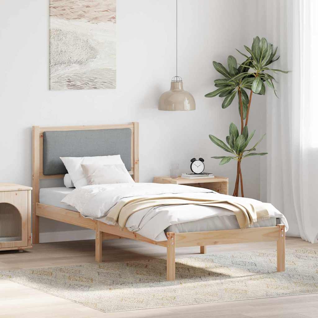 vidaXL Ramka łóżka Jasnoszary 80 x 190 cm Lite drewno sosnowe