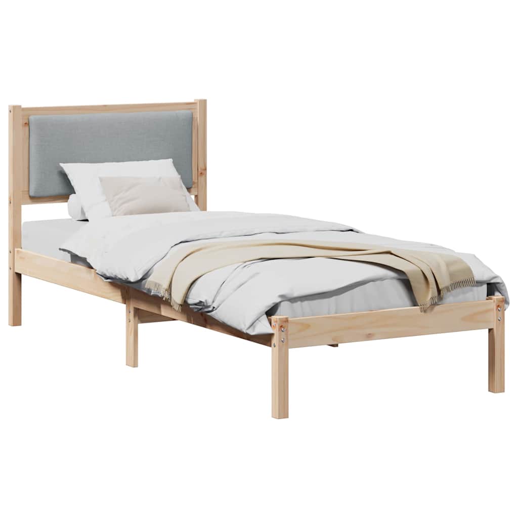 vidaXL Ramka łóżka Jasnoszary 80 x 190 cm Lite drewno sosnowe