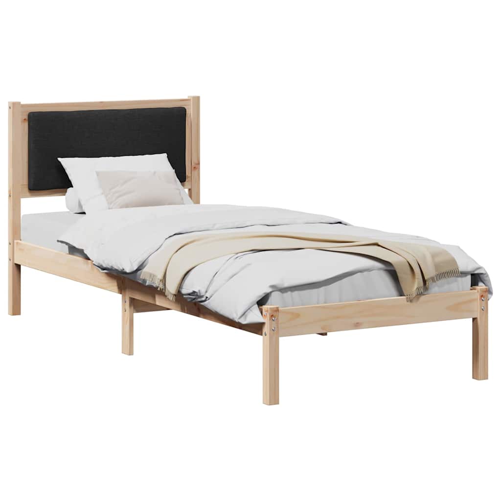 vidaXL Ramka łóżka Z zagłówkiem Czarny 80 x 190 cm Lite drewno sosnowe
