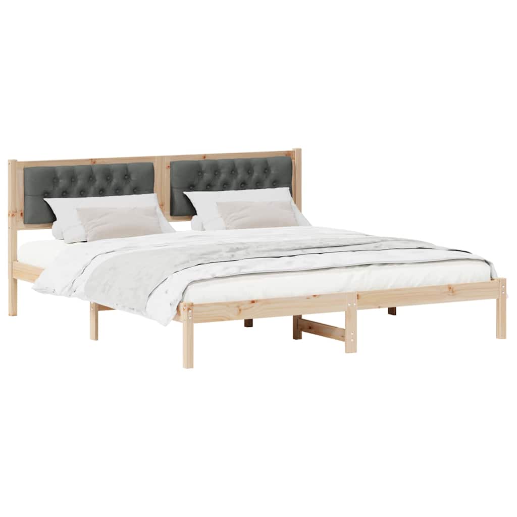 vidaXL Ramka łóżka Ciemnoszary 160 x 200 cm Lite drewno sosnowe
