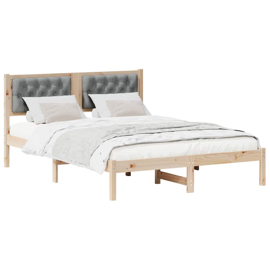 vidaXL Ramka łóżka Jasnoszary 150 x 200 cm Lite drewno sosnowe