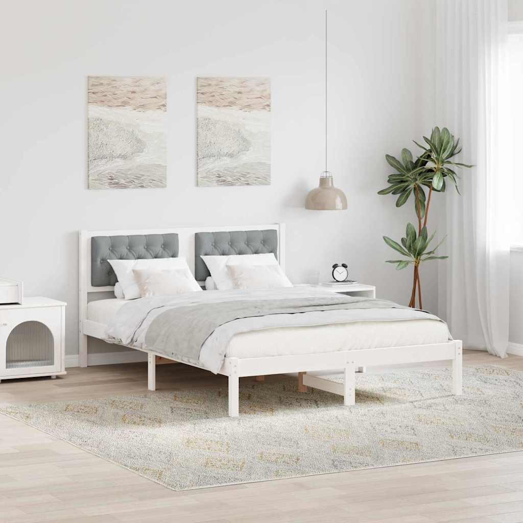 vidaXL Ramka łóżka Jasnoszary 150 x 200 cm Lite drewno sosnowe