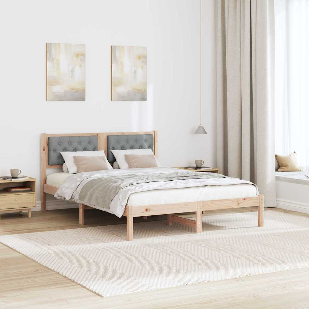 vidaXL Ramka łóżka Jasnoszary 140 x 200 cm Lite drewno sosnowe