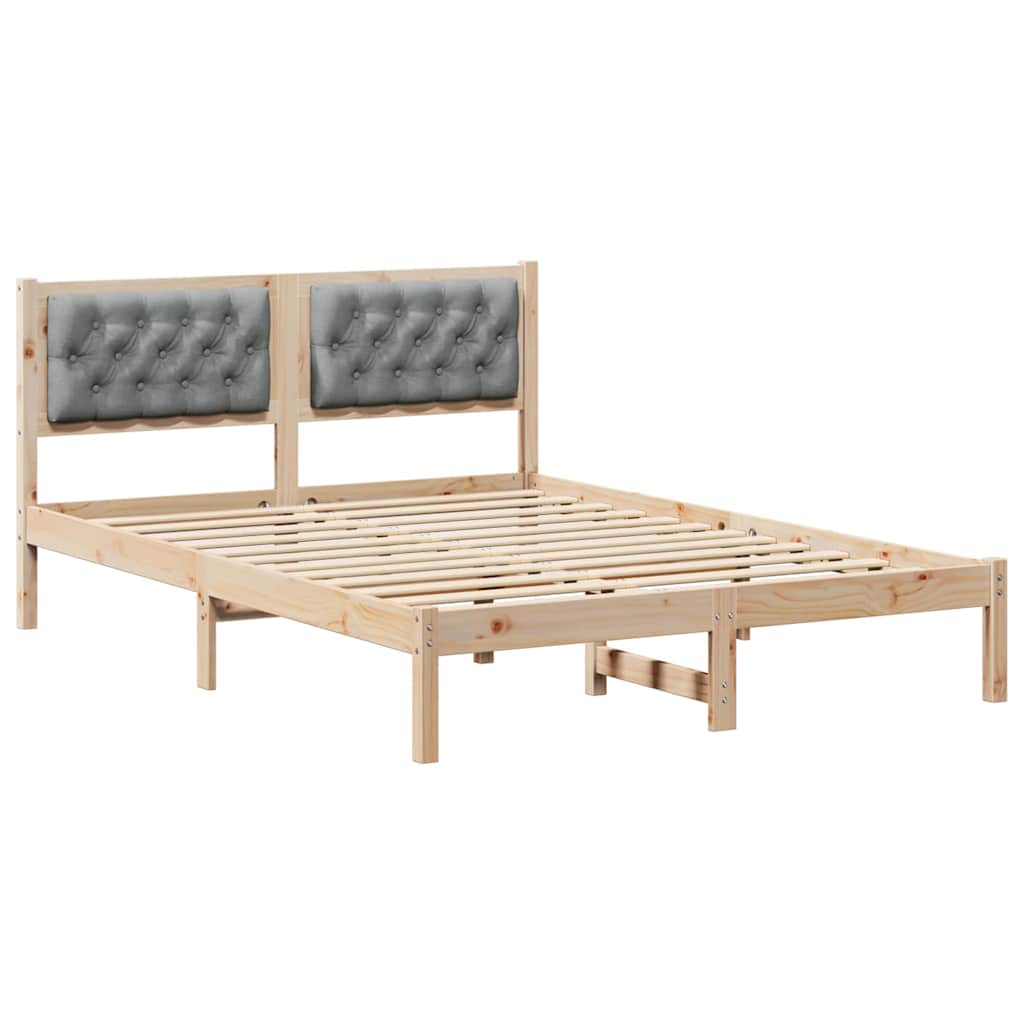 vidaXL Ramka łóżka Jasnoszary 140 x 200 cm Lite drewno sosnowe