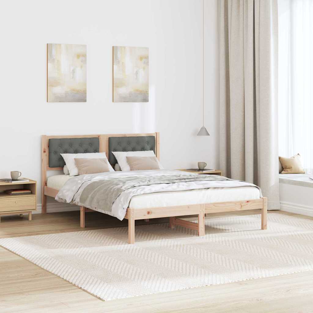 vidaXL Ramka łóżka Ciemnoszary 140 x 200 cm Lite drewno sosnowe