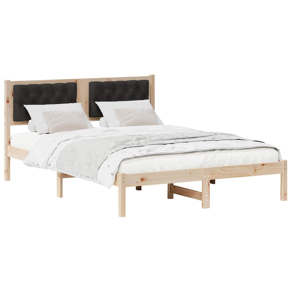 vidaXL Ramka łóżka Czarny 140 x 200 cm Lite drewno sosnowe