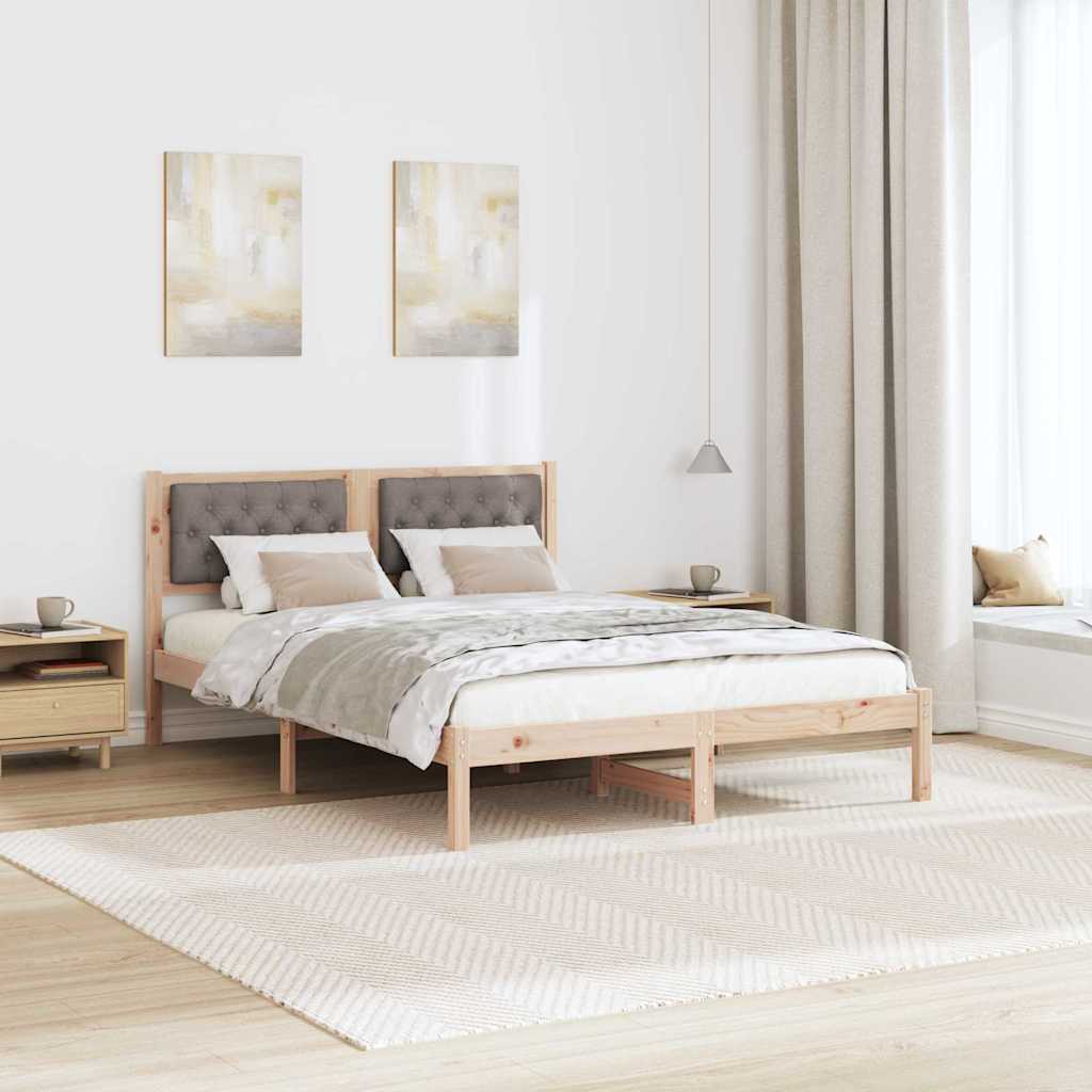 vidaXL Ramka łóżka Ciemnoszary 140 x 200 cm Lite drewno sosnowe