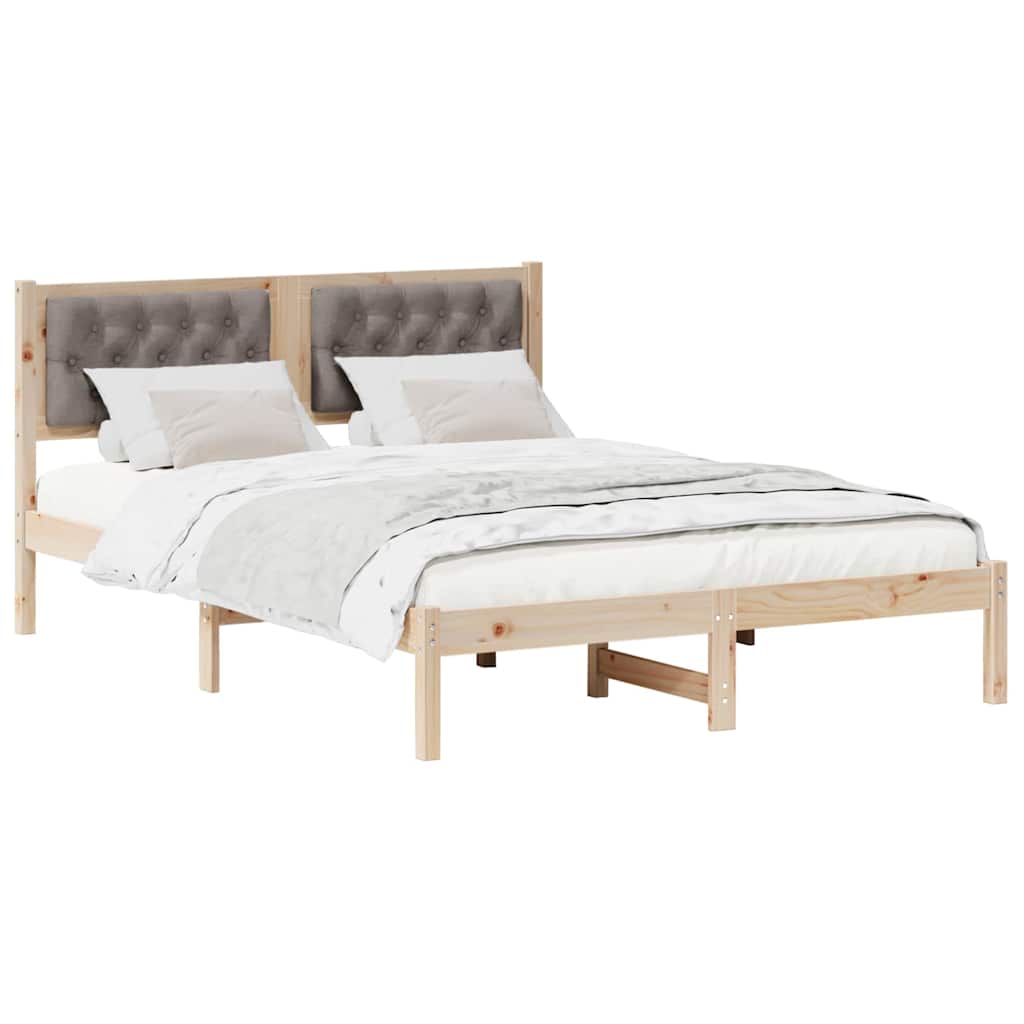 vidaXL Ramka łóżka Ciemnoszary 140 x 200 cm Lite drewno sosnowe