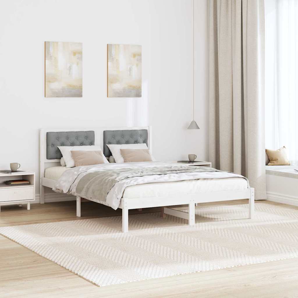 vidaXL Ramka łóżka Jasnoszary 140 x 200 cm Lite drewno sosnowe