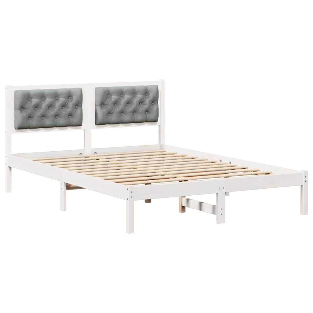 vidaXL Ramka łóżka Jasnoszary 140 x 200 cm Lite drewno sosnowe