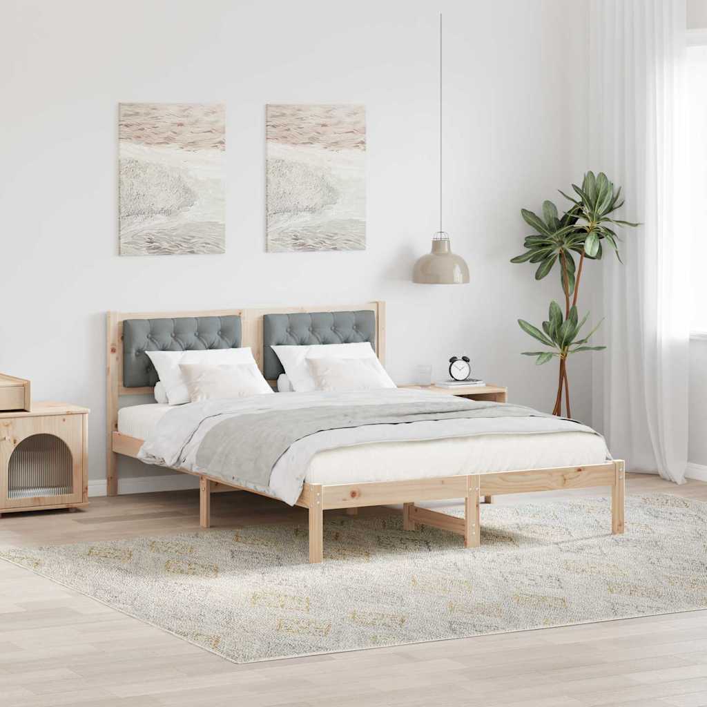 vidaXL Ramka łóżka Jasnoszary 140 x 190 cm Lite drewno sosnowe