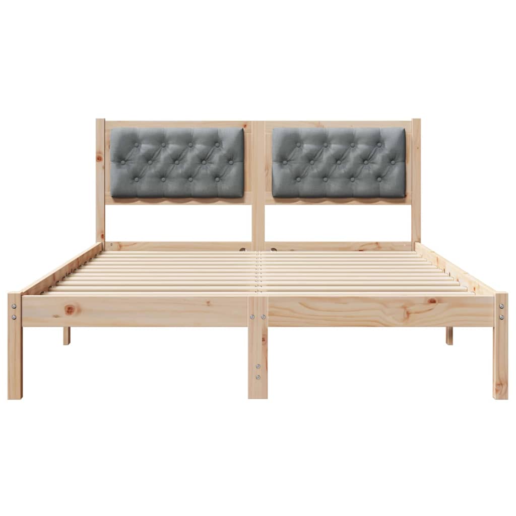 vidaXL Ramka łóżka Jasnoszary 140 x 190 cm Lite drewno sosnowe