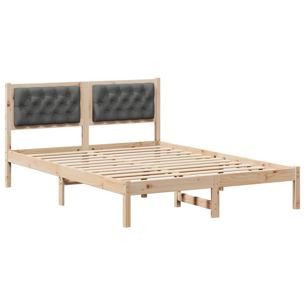vidaXL Ramka łóżka Ciemnoszary 140 x 190 cm Lite drewno sosnowe