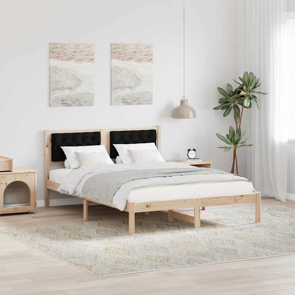 vidaXL Ramka łóżka Czarny 140 x 190 cm Lite drewno sosnowe