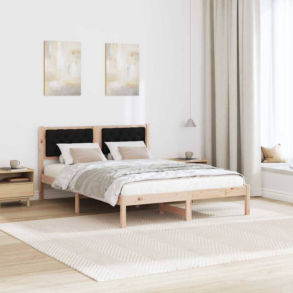 vidaXL Ramka łóżka Czarny 140 x 190 cm Lite drewno sosnowe