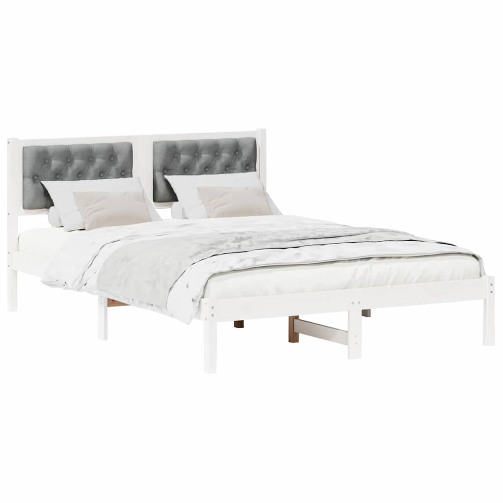 vidaXL Ramka łóżka Jasnoszary 140 x 190 cm Lite drewno sosnowe